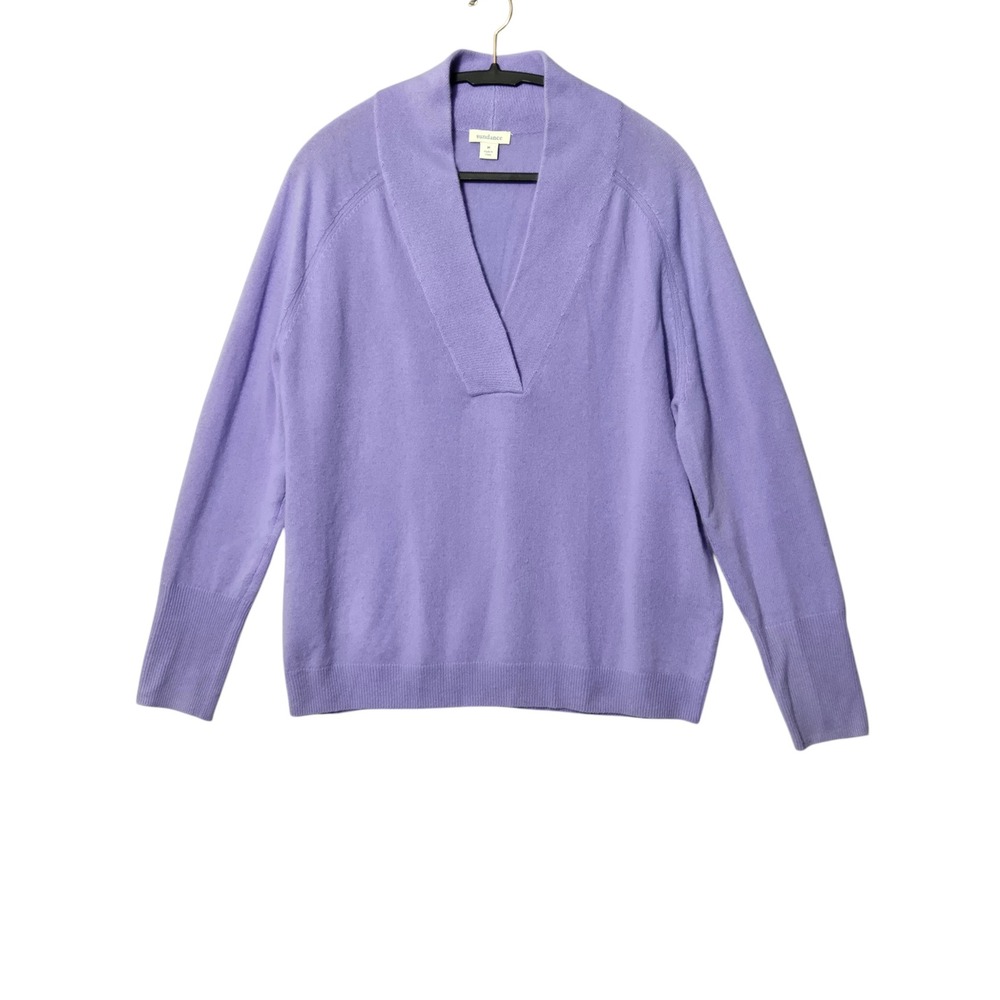 Sundance 100% Cashmere Sweater Shawl Collar Lavender Purple M Cozy Quiet Luxury